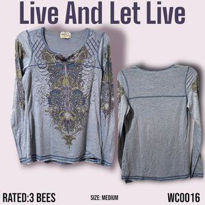 Long Sleeved Top*Live And Let Live*Size Medium*Excellent Used Condition*